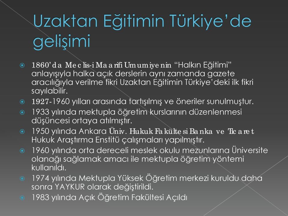 1950 yılında Ankara Üniv. Hukuk Fakültesi Banka ve Ticaret Hukuk Araştırma Enstitü çalışmaları yapılmıştır.
