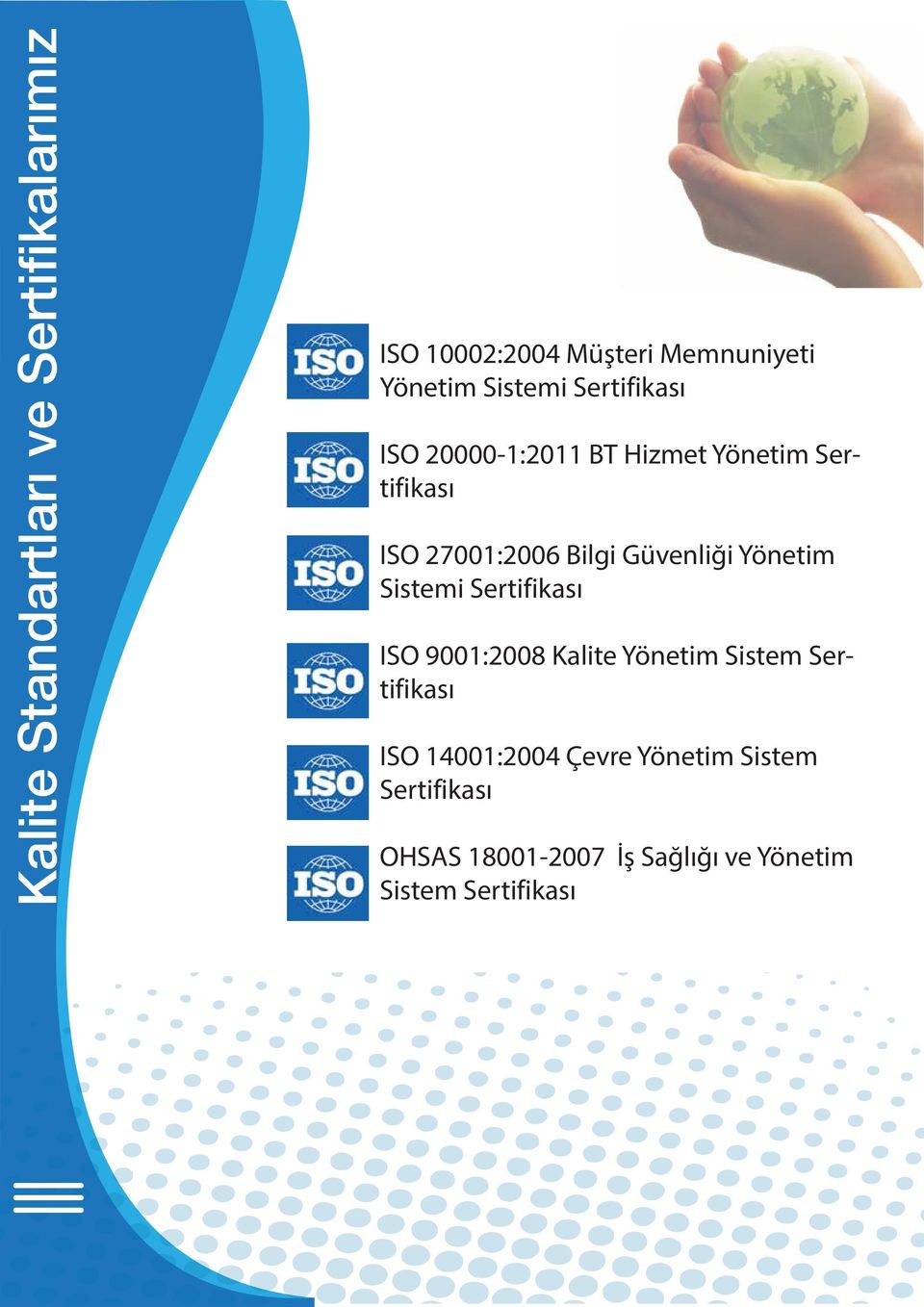 Yönetim Sistemi Sertifikası ISO 9001:2008 Kalite Yönetim Sistem Sertifikası ISO 14001:2004