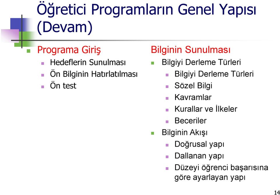 Bilgiyi Derleme Türleri Sözel Bilgi Kavramlar Kurallar ve İlkeler Beceriler