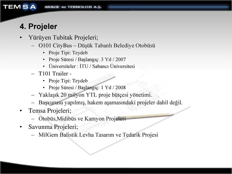 Başlangıç: 1 Yıl / 2008 Yaklaşık 20 milyon YTL proje bütçesi yönetimi.