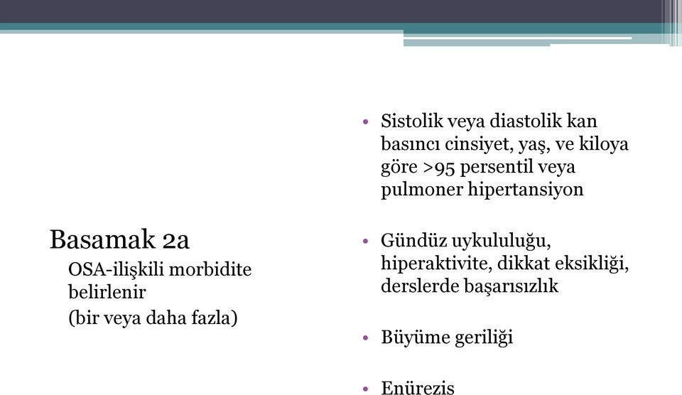 morbidite belirlenir (bir veya daha fazla) Gündüz uykululuğu,