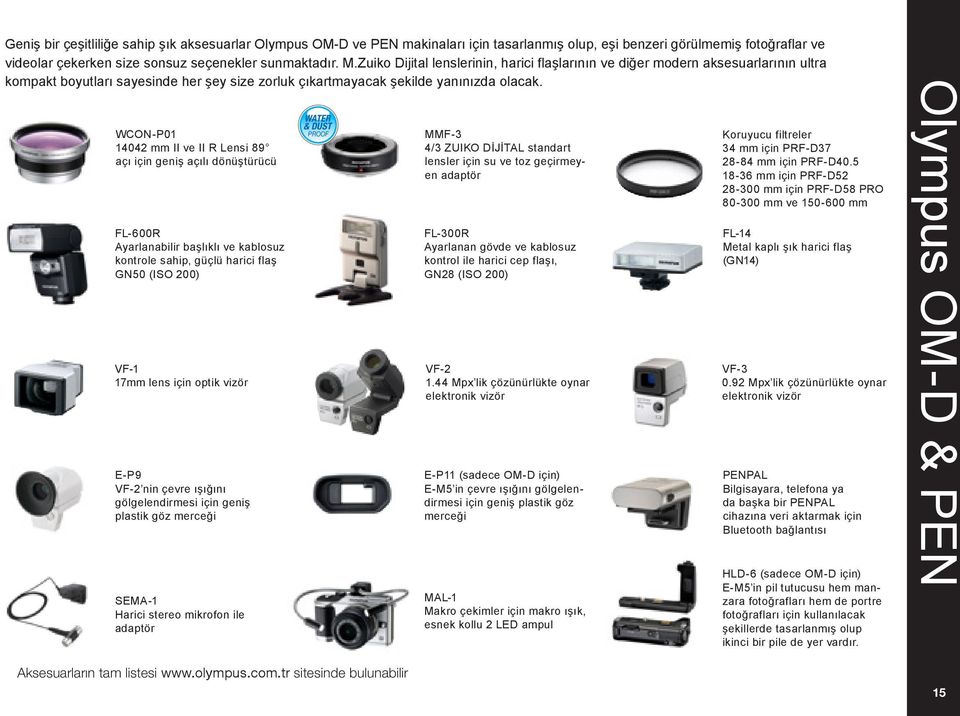 WCON-P01 14042 mm II ve II R Lensi 89 açı için geniş açılı dönüştürücü FL-600R Ayarlanabilir başlıklı ve kablosuz kontrole sahip, güçlü harici flaş GN50 (ISO 200) VF-1 17mm lens için optik vizör E-P9