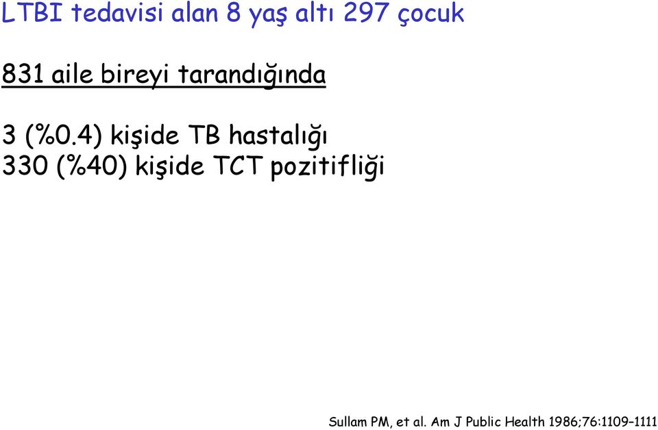 4) kişide TB hastalığı 330 (%40) kişide TCT