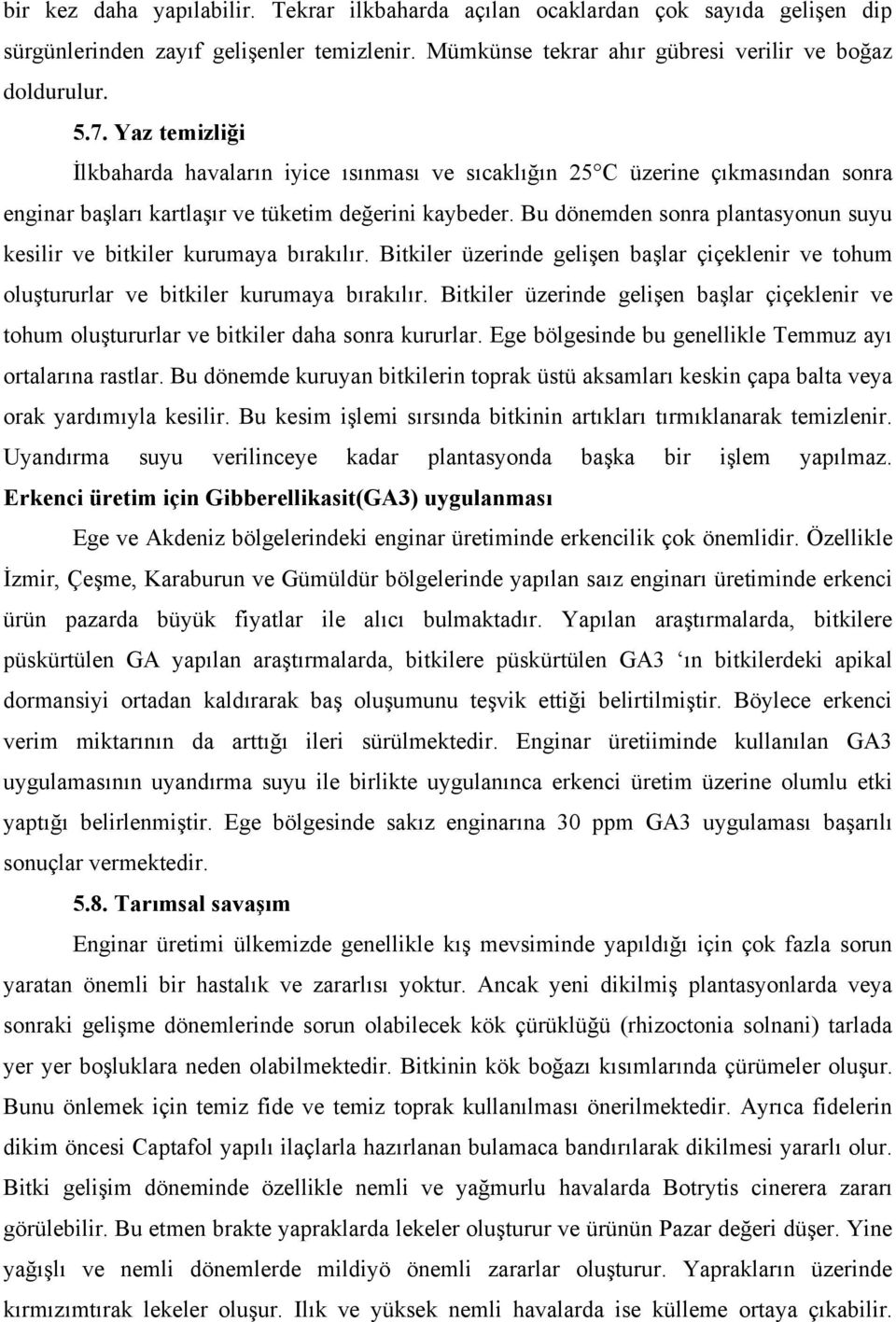 Bu dönemden sonra plantasyonun suyu kesilir ve bitkiler kurumaya bırakılır. Bitkiler üzerinde gelişen başlar çiçeklenir ve tohum oluştururlar ve bitkiler kurumaya bırakılır.