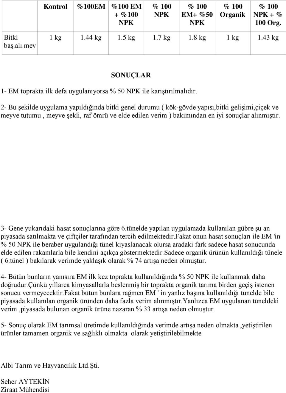 2- Bu şekilde uygulama yapıldığında bitki genel durumu ( kök-gövde yapısı,bitki gelişimi,çiçek ve meyve tutumu, meyve şekli, raf ömrü ve elde edilen verim ) bakımından en iyi sonuçlar alınmıştır.