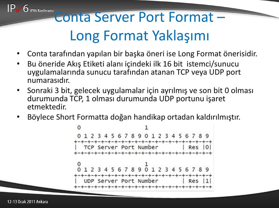 Bu öneride Akış Etiketi alanı içindeki ilk 16 bit istemci/sunucu uygulamalarında sunucu tarafından atanan TCP