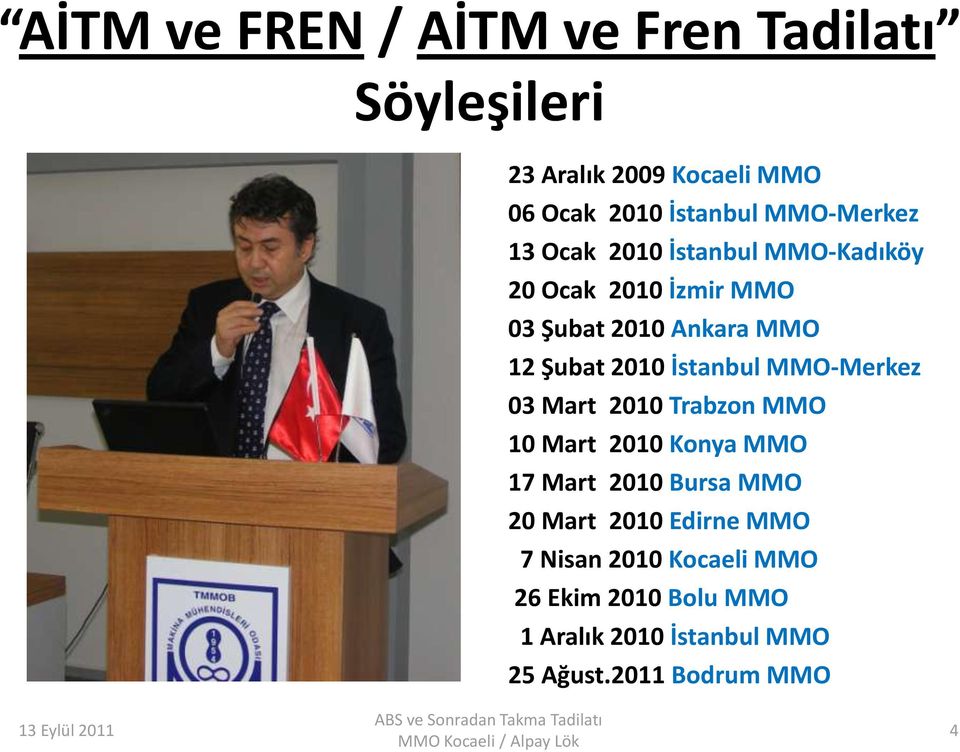 MMO-Merkez 03 Mart 2010 Trabzon MMO 10 Mart 2010 Konya MMO 17 Mart 2010 Bursa MMO 20 Mart 2010 Edirne MMO 7
