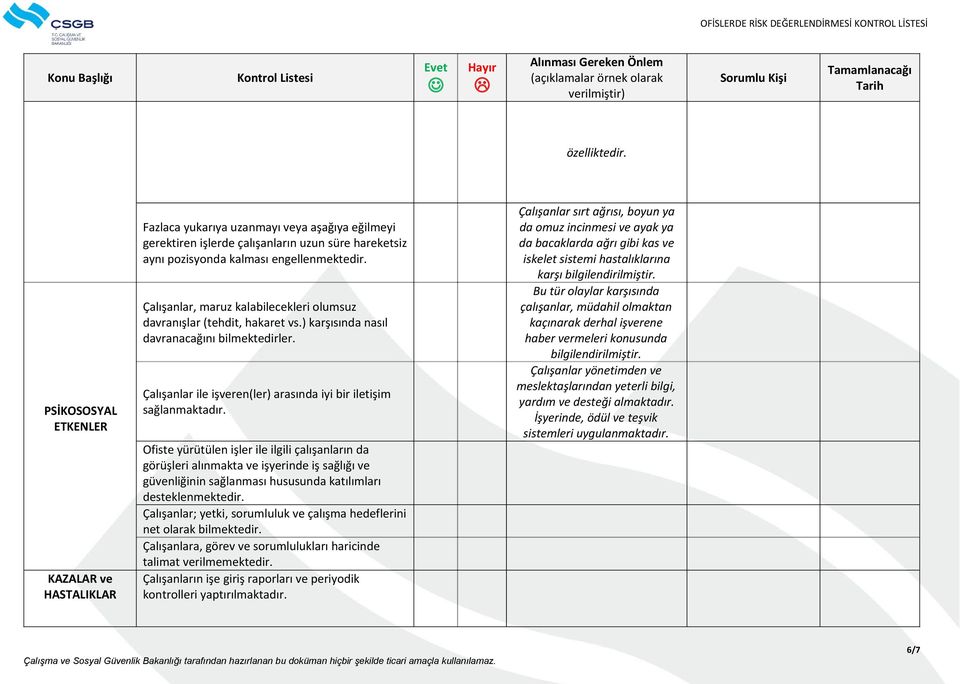 Ofiste yürütülen işler ile ilgili çalışanların da görüşleri alınmakta ve işyerinde iş sağlığı ve güvenliğinin sağlanması hususunda katılımları desteklenmektedir.