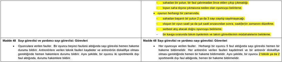 serbest atış atacak doğru oyuncuyu belirleme. bir kavga sırasında takım üyelerinin ve takım görevlilerinin müdahalelerini belirleme.