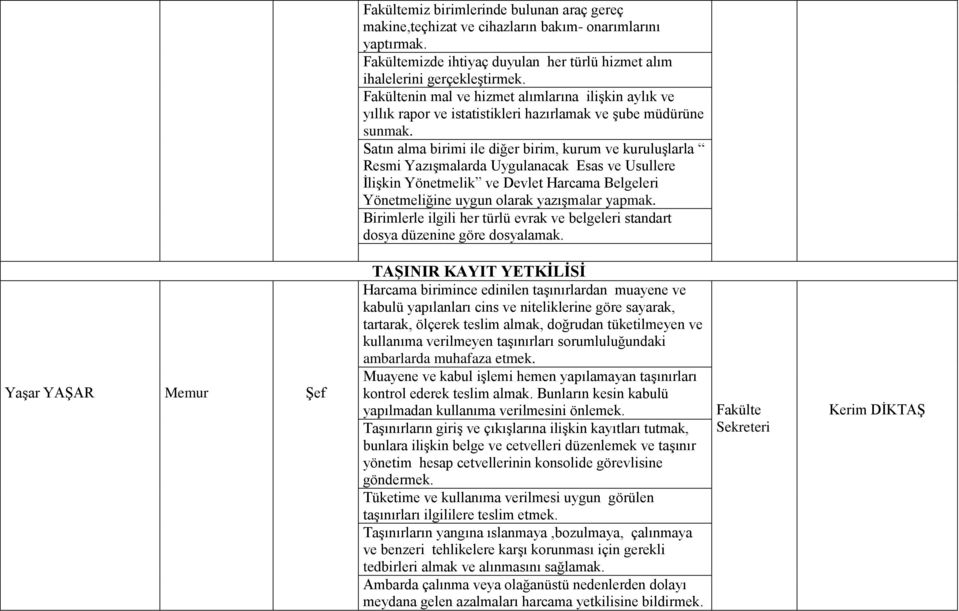 Satın alma birimi ile diğer birim, kurum ve kuruluşlarla Resmi Yazışmalarda Uygulanacak Esas ve Usullere İlişkin Yönetmelik ve Devlet Harcama Belgeleri Yönetmeliğine uygun olarak yazışmalar yapmak.