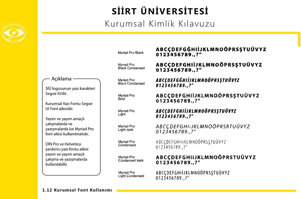 Yazım ve yayım amaçlı çalışmalarda ve yazışmalarda ise Myriad Pro font ailesi