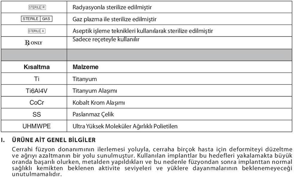 ÜRÜNE AİT GENEL BİLGİLER Cerrahi füzyon donanımının ilerlemesi yoluyla, cerraha birçok hasta için deformiteyi düzeltme ve ağrıyı azaltmanın bir yolu sunulmuştur.