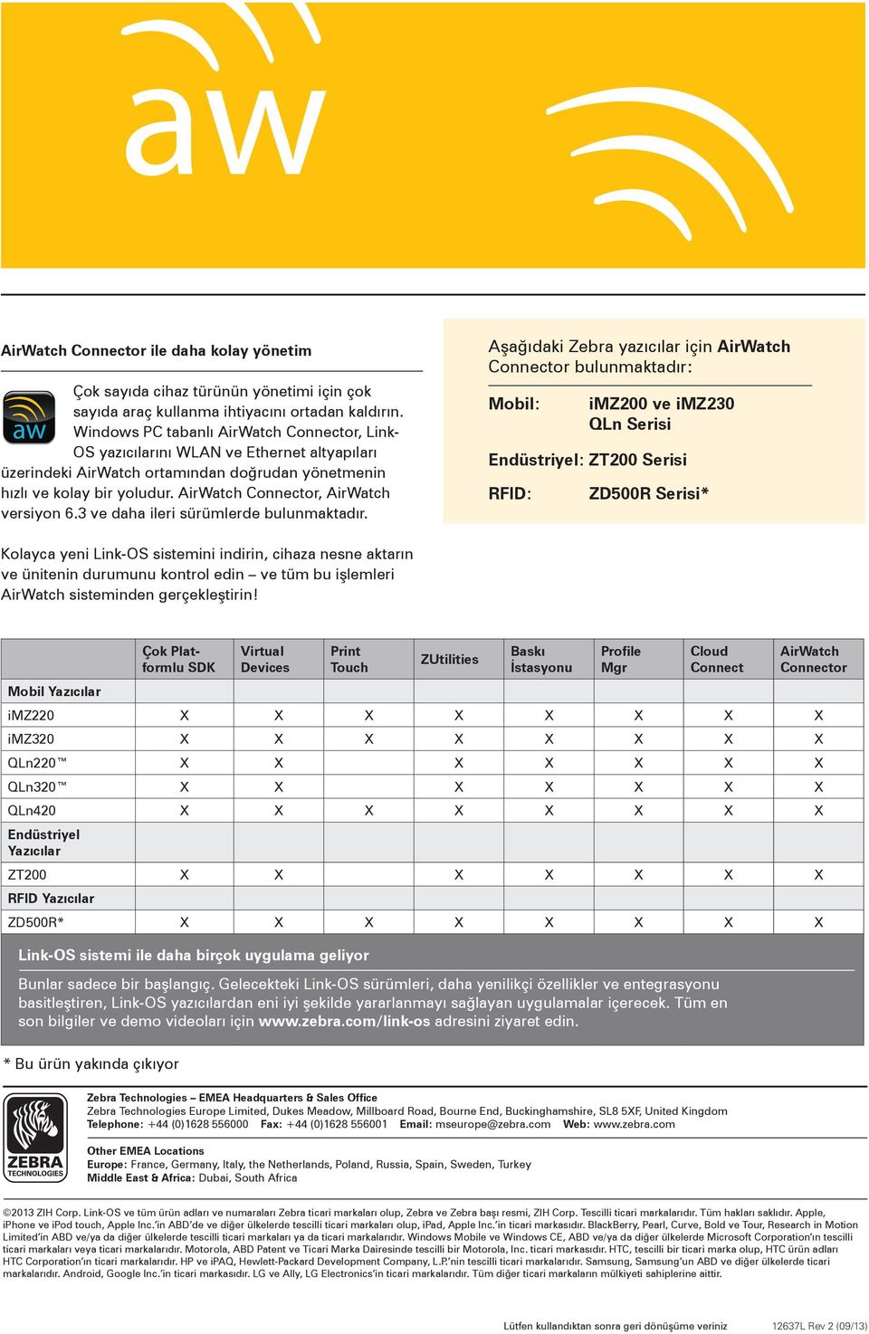 AirWatch Connector, AirWatch versiyon 6.3 ve daha ileri sürümlerde bulunmaktadır.