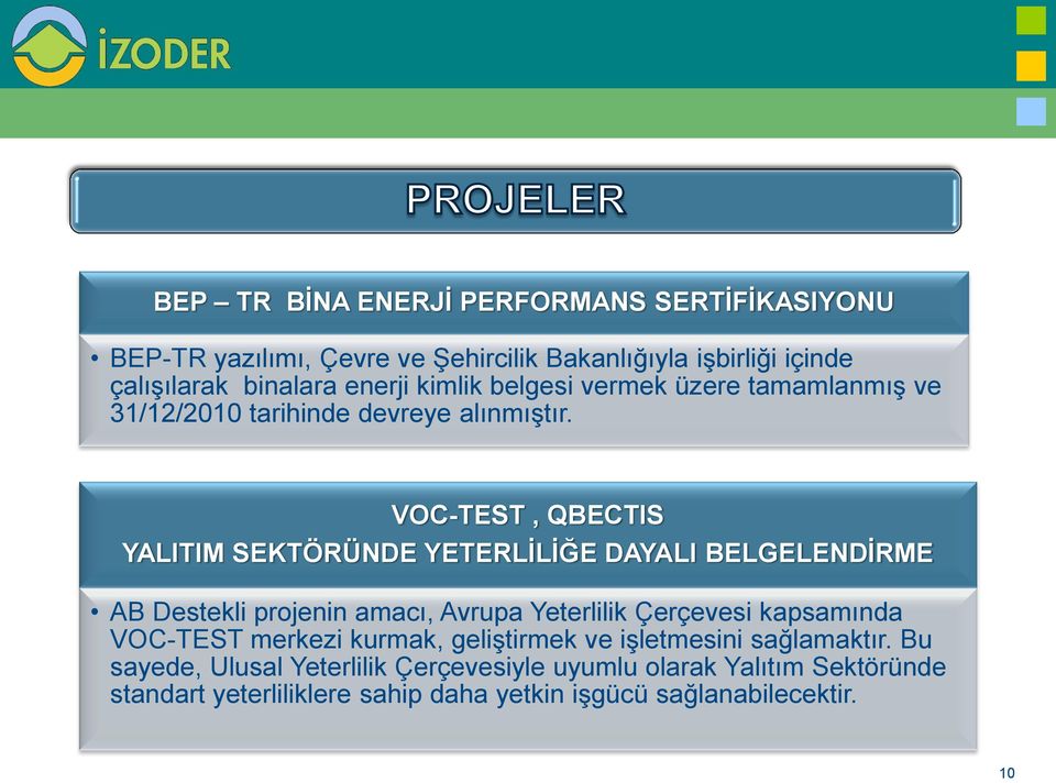 VOC-TEST, QBECTIS YALITIM SEKTÖRÜNDE YETERLİLİĞE DAYALI BELGELENDİRME AB Destekli projenin amacı, Avrupa Yeterlilik Çerçevesi kapsamında