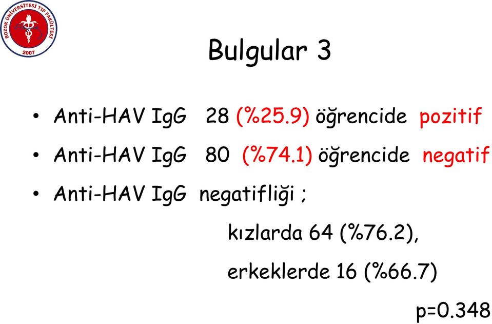 1) öğrencide negatif Anti-HAV IgG