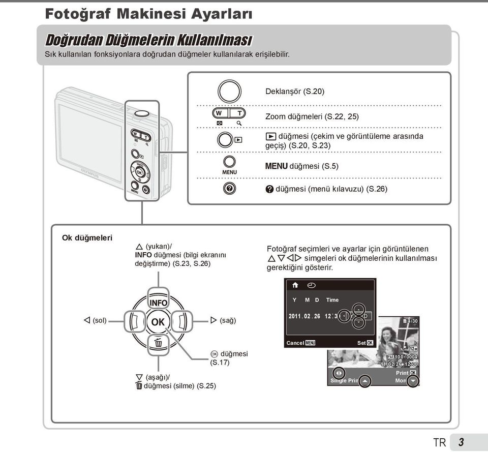 26) Ok düğmeleri F (yukarı)/ INFO düğmesi (bilgi ekranını değiştirme) (S.23, S.