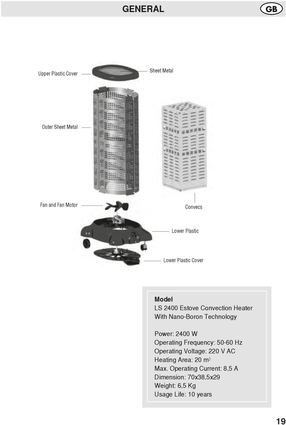 Technology Power: 2400 W Operating Frequency: 50-60 Hz Operating Voltage: 220 V AC Heating