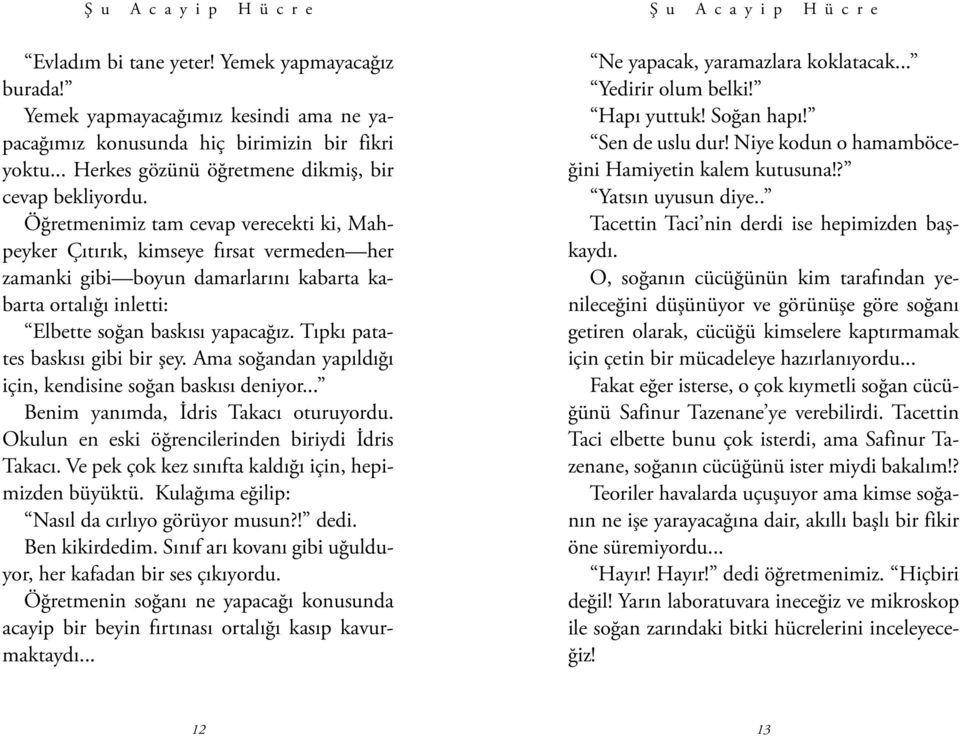 Tıpkı patates baskısı gibi bir şey. Ama soğandan yapıldığı için, kendisine soğan baskısı deniyor... Benim yanımda, İdris Takacı oturuyordu. Okulun en eski öğrencilerinden biriydi İdris Takacı.