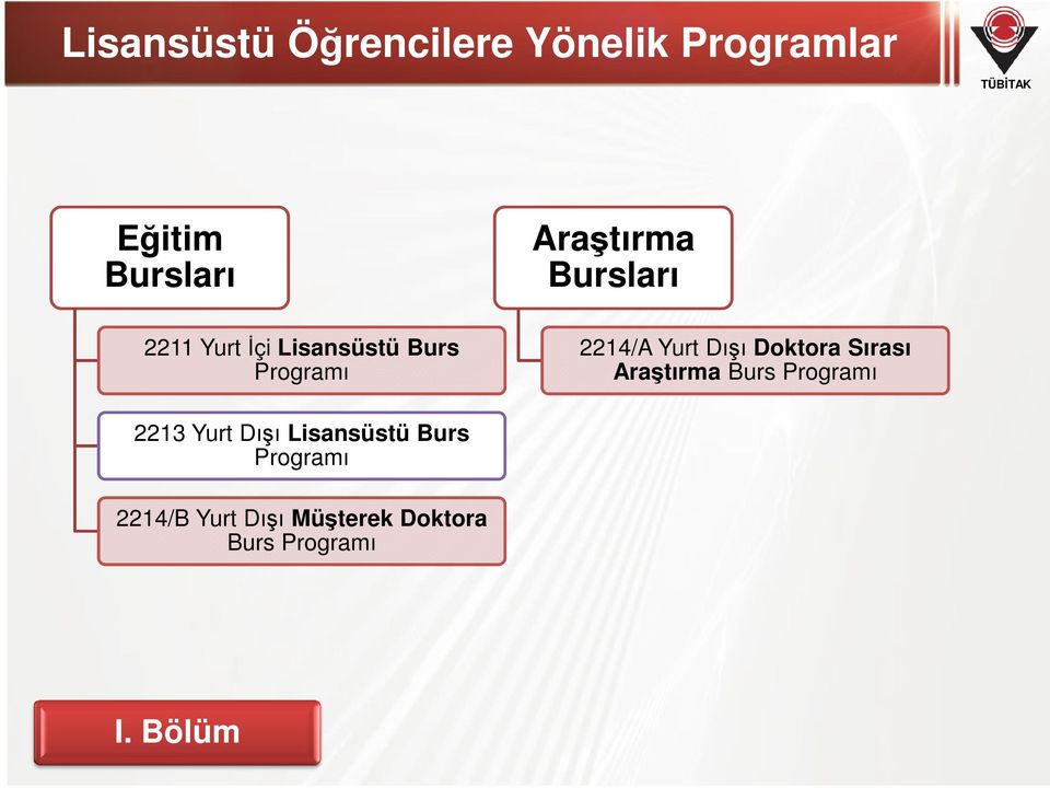 Dışı Doktora Sırası Araştırma Burs Programı 2213 Yurt Dışı