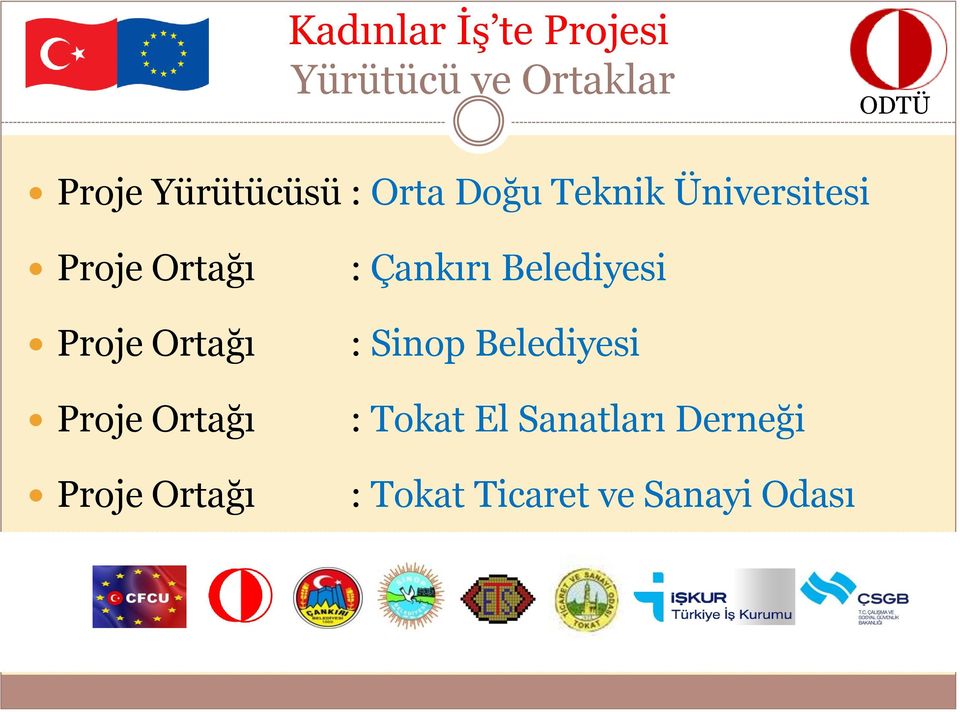 Ortağı Proje Ortağı Proje Ortağı : Çankırı Belediyesi : Sinop