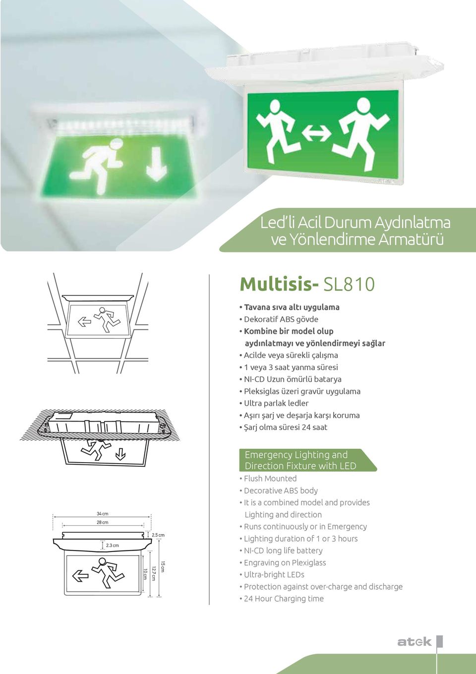 Fixture with LED Flush Mounted Decorative ABS body It is a combined model and provides 34 cm