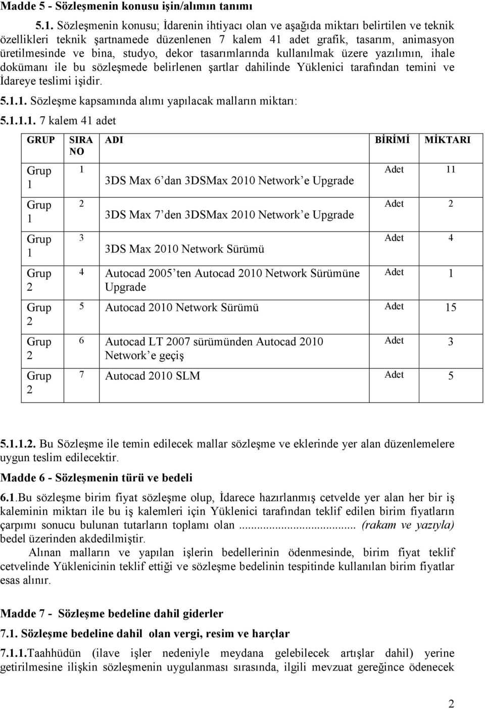 dekor tasarımlarında kullanılmak üzere yazılımın, ihale dokümanı ile bu sözleşmede belirlenen şartlar dahilinde Yüklenici tarafından temini ve İdareye teslimi işidir. 5.1.