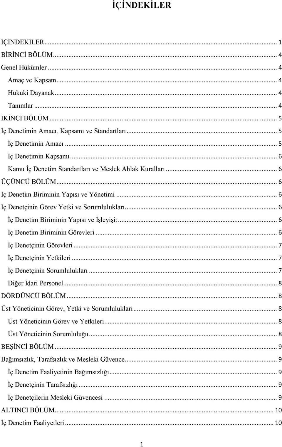 .. 6 İç Denetçinin Görev Yetki ve Sorumlulukları... 6 İç Denetim Biriminin Yapısı ve İşleyişi:... 6 İç Denetim Biriminin Görevleri... 6 İç Denetçinin Görevleri... 7 İç Denetçinin Yetkileri.