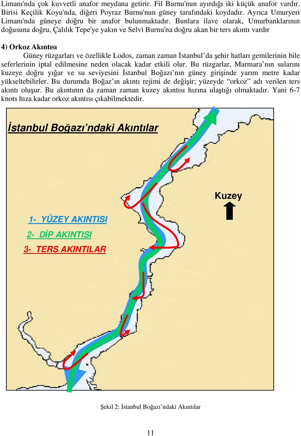 Bunlara ilave olarak, Umurbanklarının doğusuna doğru, Çalılık Tepe'ye yakın ve Selvi Burnu'na doğru akan bir ters akıntı vardır 4) Orkoz Akıntısı Güney rüzgarları ve özellikle Lodos, zaman zaman