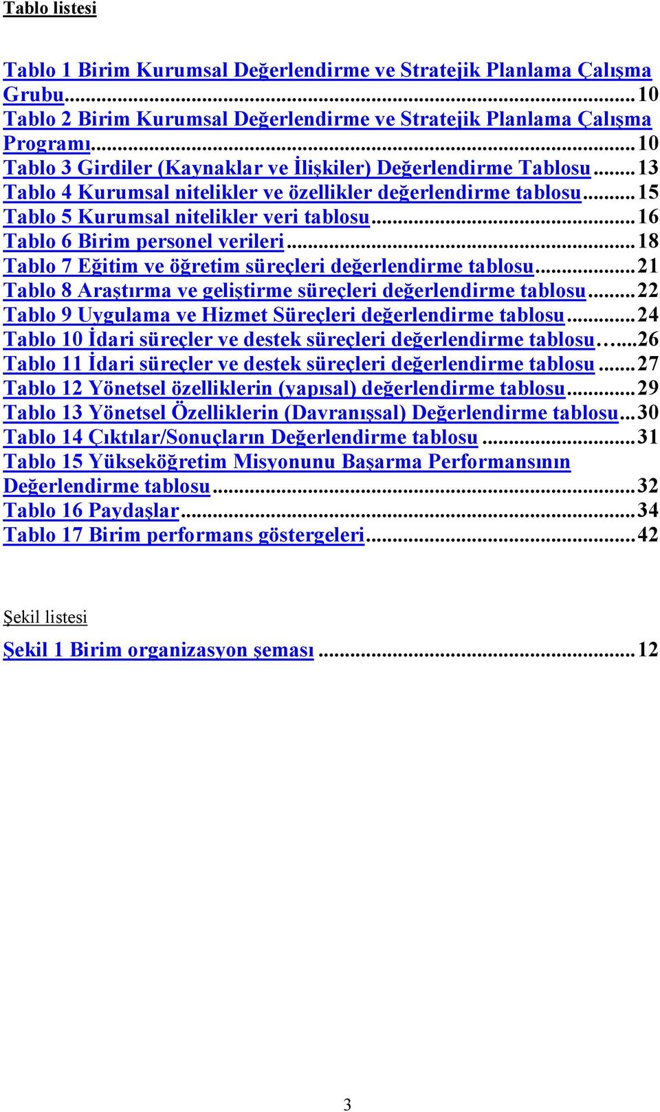 .. 6 Tablo 6 Birim personel verileri... 8 Tablo 7 Eğitim ve öğretim süreçleri değerlendirme tablosu... 2 Tablo 8 Araştırma ve geliştirme süreçleri değerlendirme tablosu.