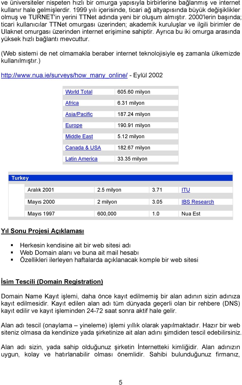 2000'lerin başında; ticari kullanıcılar TTNet omurgası üzerinden; akademik kuruluşlar ve ilgili birimler de Ulaknet omurgası üzerinden internet erişimine sahiptir.