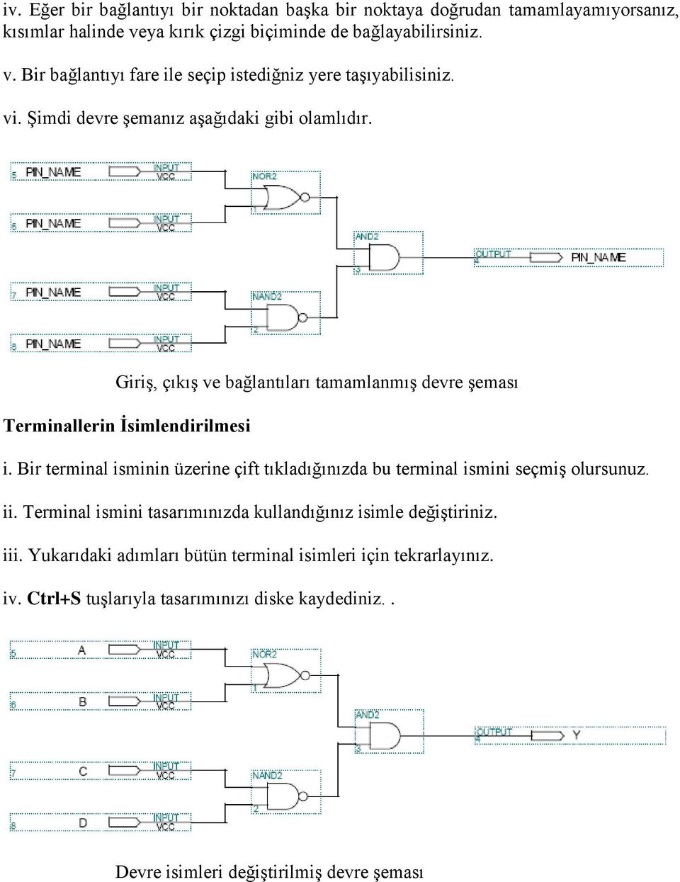 Bir terminal isminin üzerine çift tıkladığınızda bu terminal ismini seçmiş olursunuz. ii. Terminal ismini tasarımınızda kullandığınız isimle değiştiriniz. iii.