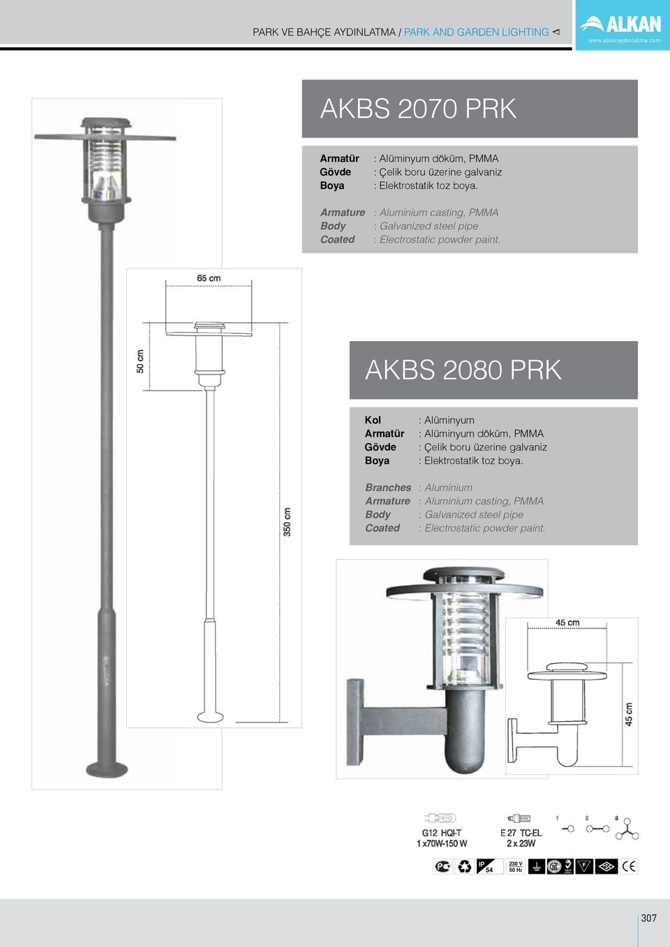 com AKBS 2070 PRK, PMMA Armature : Aluminium casting,