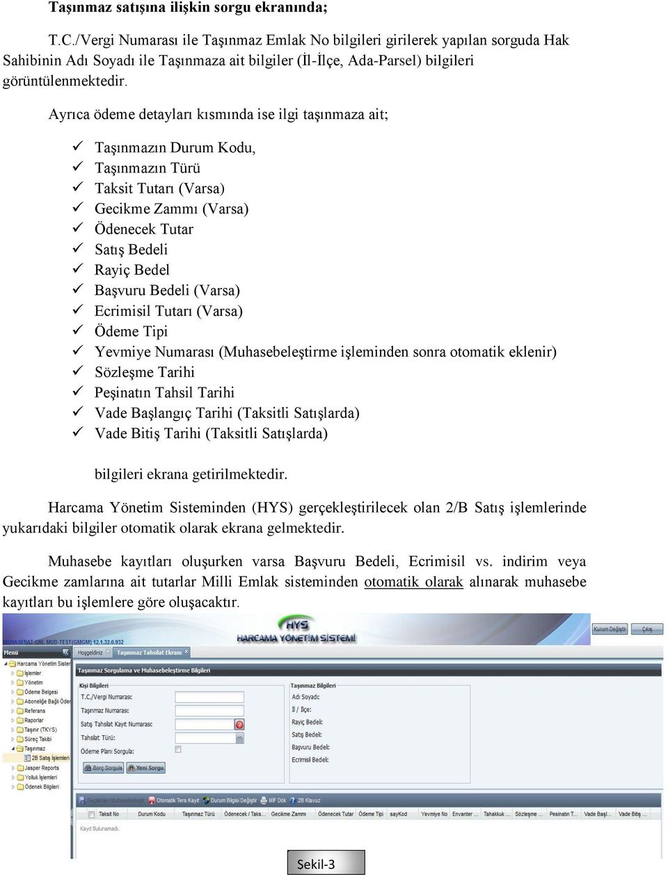 Ayrıca ödeme detayları kısmında ise ilgi taşınmaza ait; Taşınmazın Durum Kodu, Taşınmazın Türü Taksit Tutarı (Varsa) Gecikme Zammı (Varsa) Ödenecek Tutar Satış Bedeli Rayiç Bedel Başvuru Bedeli