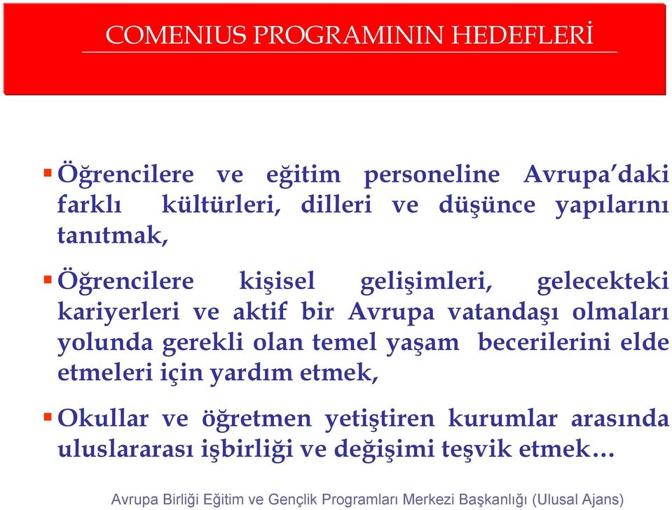 aktif bir Avrupa vatandaşı olmaları yolunda gerekli olan temel yaşam becerilerini elde etmeleri için