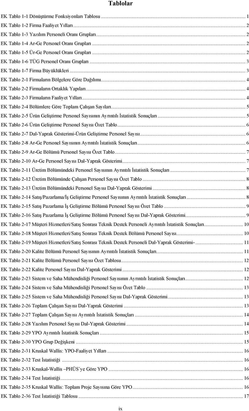 .. 4 EK Tablo 2-2 Firmaların Ortaklık Yapıları... 4 EK Tablo 2-3 Firmaların Faaliyet Yılları... 4 EK Tablo 2-4 Bölümlere Göre Toplam Çalışan Sayıları.