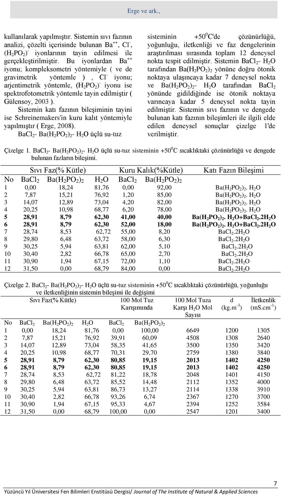 Gülensoy, 2003 ). Sistemin katı fazının bileşiminin tayini ise Schreinemakers'in kuru kalıt yöntemiyle yapılmıştır ( Erge, 2008).