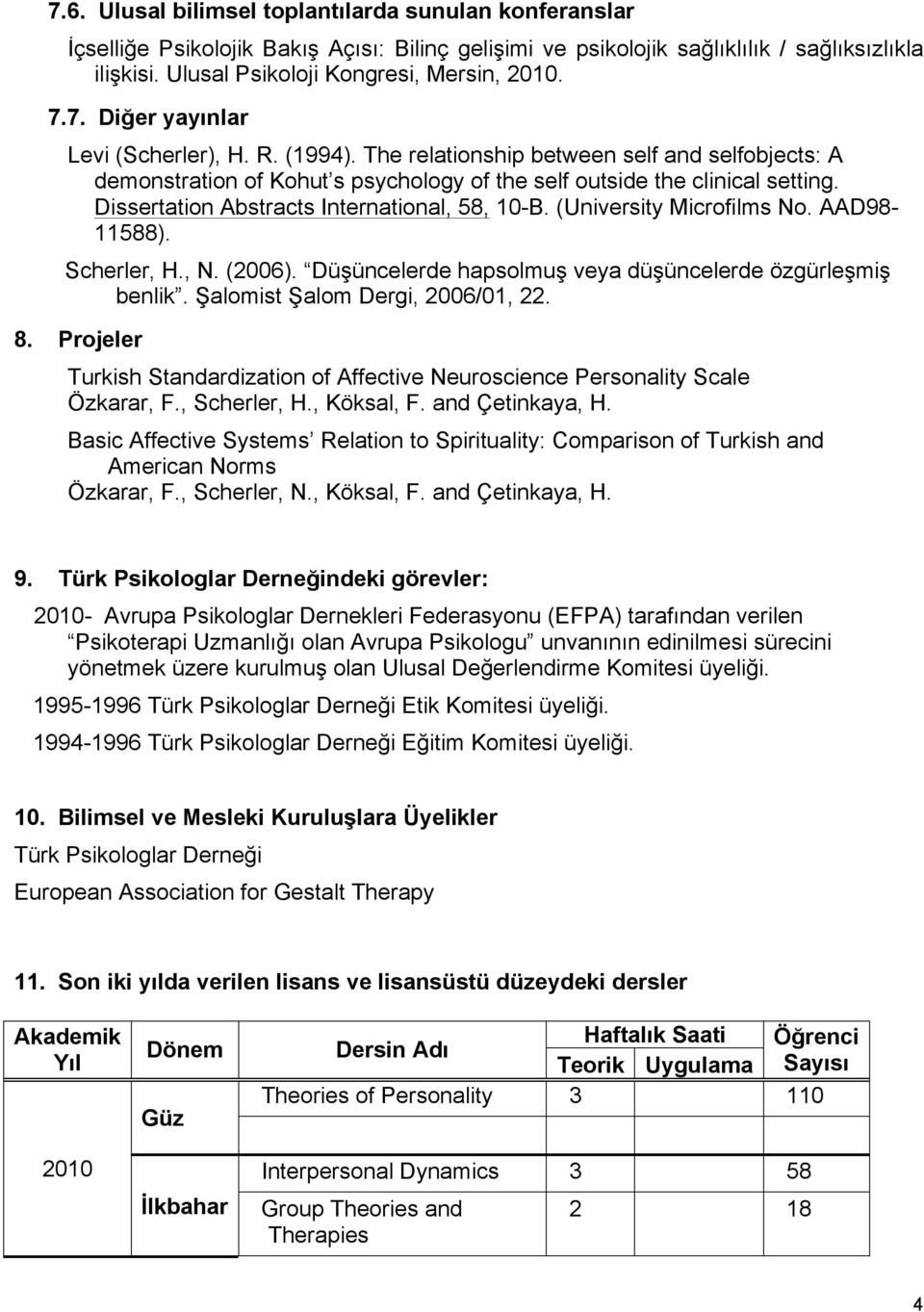 Dissertation Abstracts International, 58, 10-B. (University Microfilms No. AAD98-11588). Scherler, H., N. (2006). Düşüncelerde hapsolmuş veya düşüncelerde özgürleşmiş benlik.