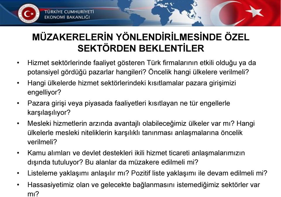 Pazara girişi veya piyasada faaliyetleri kısıtlayan ne tür engellerle karşılaşılıyor? Mesleki hizmetlerin arzında avantajlı olabileceğimiz ülkeler var mı?