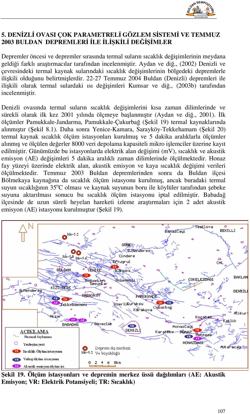 22-27 Temmuz 2004 Buldan (Denizli) depremleri ile ilişkili olarak termal sulardaki ısı değişimleri Kumsar ve diğ., (2003b) tarafından incelenmiştir.