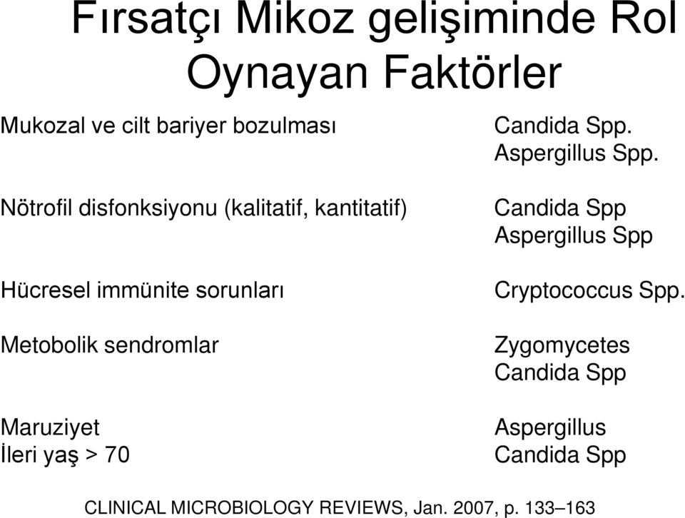 Nötrofil disfonksiyonu (kalitatif, kantitatif) Hücresel immünite sorunları Metobolik