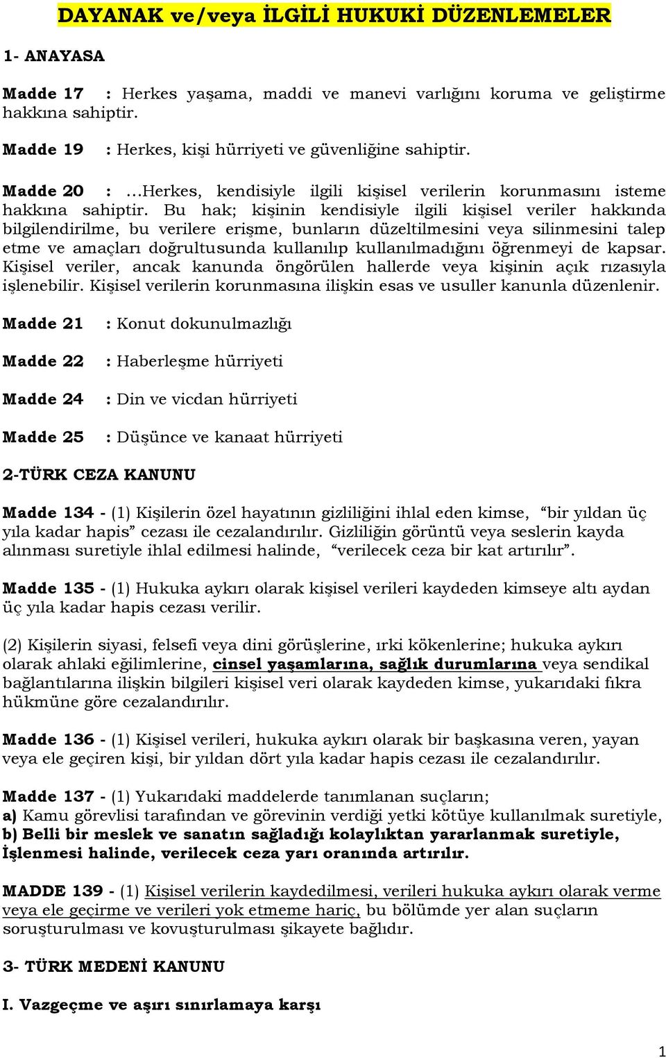 Bu hak; kişinin kendisiyle ilgili kişisel veriler hakkında bilgilendirilme, bu verilere erişme, bunların düzeltilmesini veya silinmesini talep etme ve amaçları doğrultusunda kullanılıp