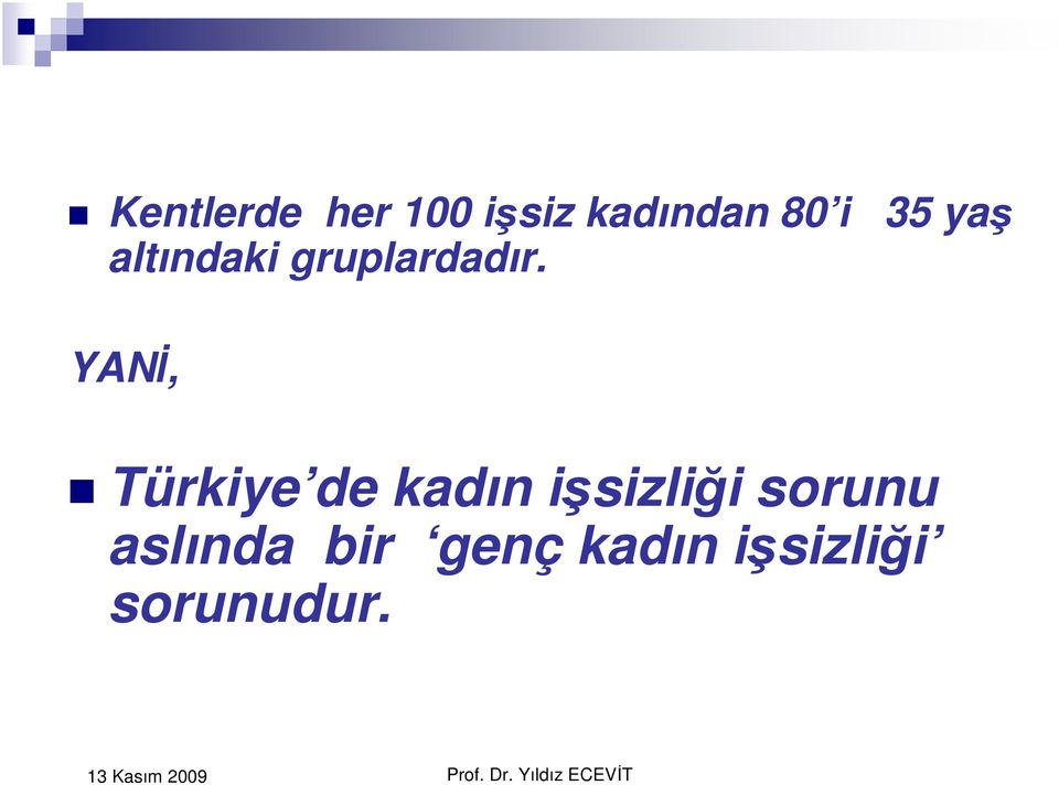 YANİ, Türkiye de kadın işsizliği