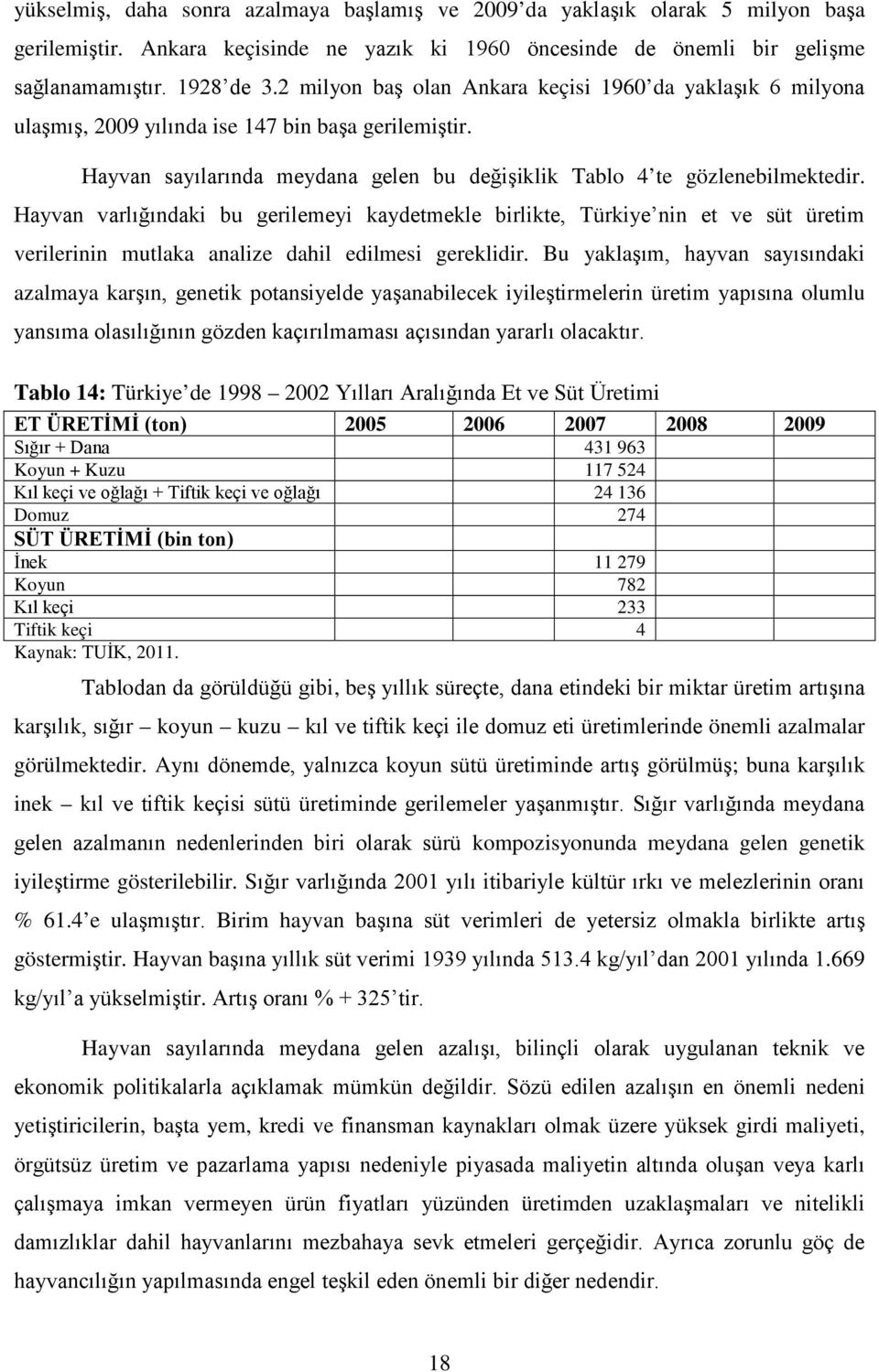 Hayvan varlığındaki bu gerilemeyi kaydetmekle birlikte, Türkiye nin et ve süt üretim verilerinin mutlaka analize dahil edilmesi gereklidir.