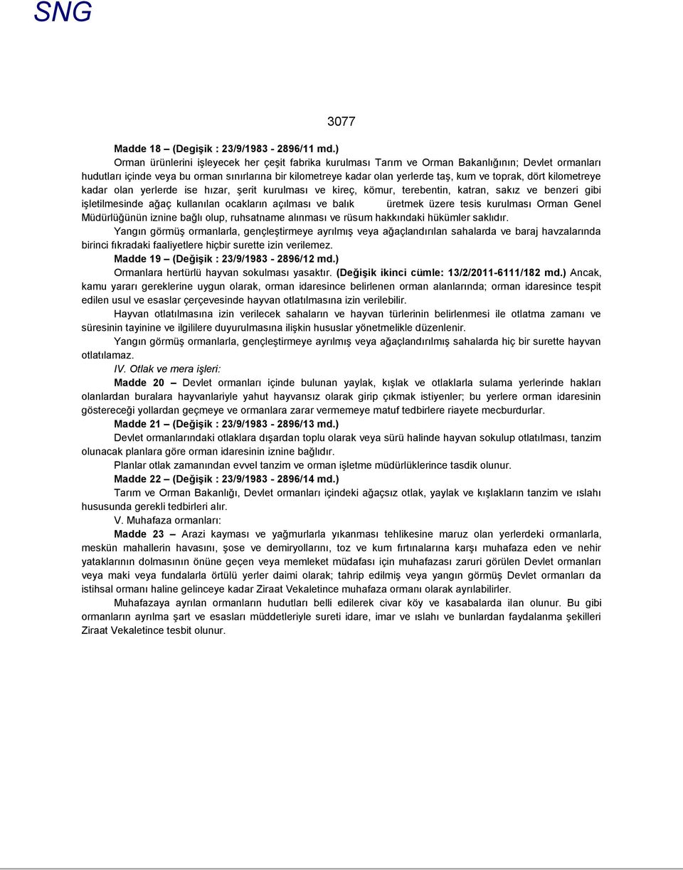 toprak, dört kilometreye kadar olan yerlerde ise hızar, şerit kurulması ve kireç, kömur, terebentin, katran, sakız ve benzeri gibi işletilmesinde ağaç kullanılan ocakların açılması ve balık üretmek