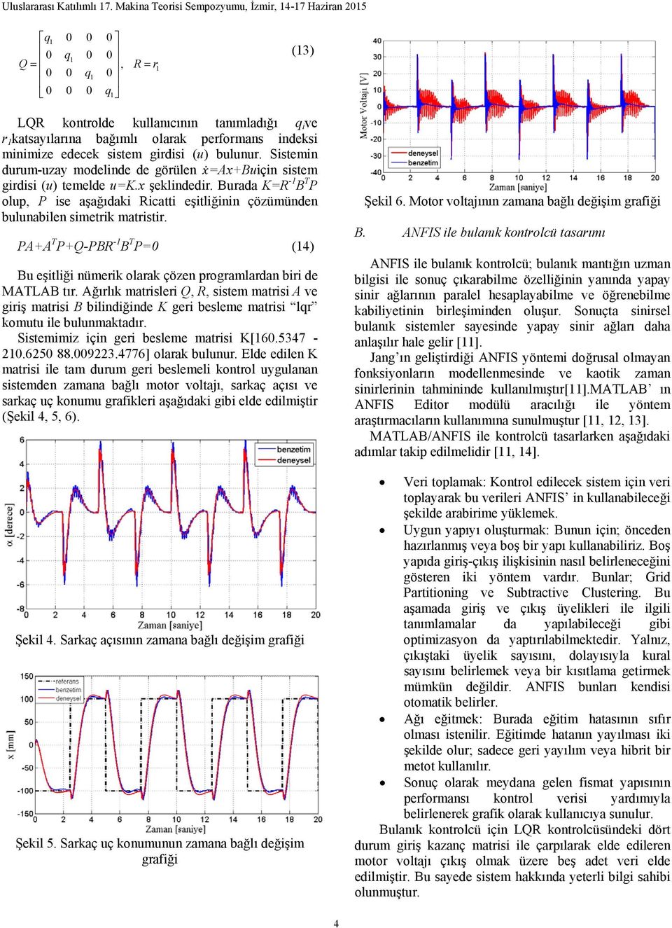 Burada K=R -1 B T P olup, P ise aşağıdaki Ricatti eşitliğinin çözümünden bulunabilen simetrik matristir.