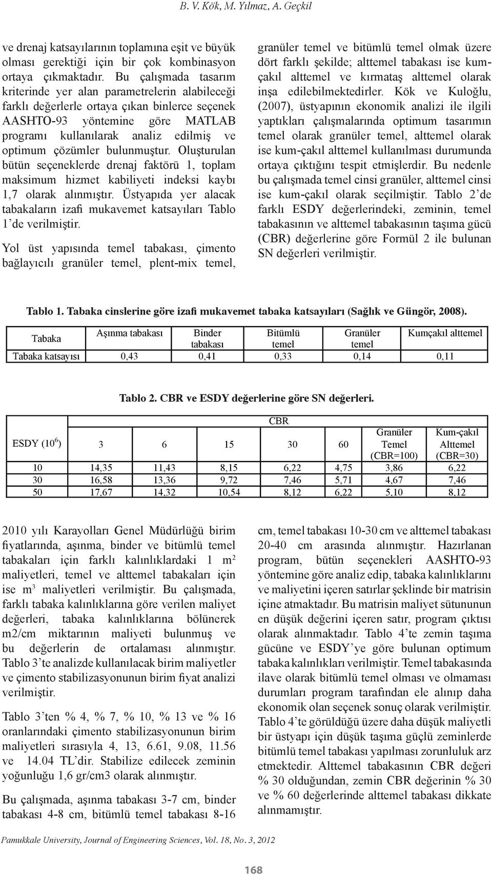 çözümler bulunmuştur. Oluşturulan bütün seçeneklerde drenaj faktörü 1, toplam maksimum hizmet kabiliyeti indeksi kaybı 1,7 olarak alınmıştır.