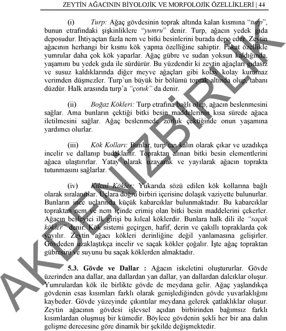 Ağaç gübre ve sudan yoksun kaldığında, yaşamını bu yedek gıda ile sürdürür.