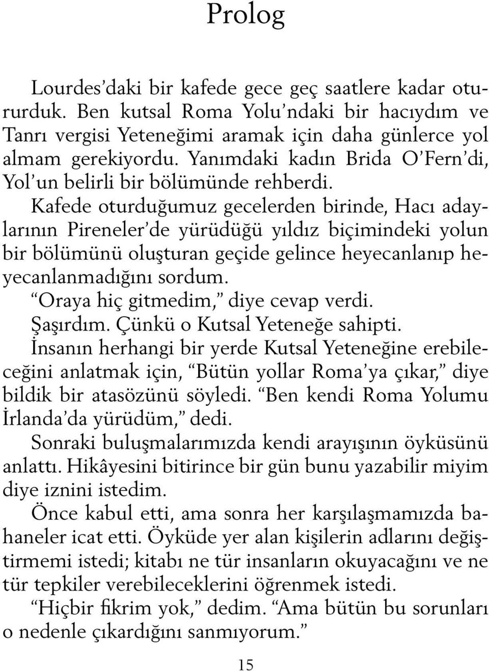 Kafede oturduğumuz gecelerden birinde, Hacı adaylarının Pireneler de yürüdüğü yıldız biçimindeki yolun bir bölümünü oluşturan geçide gelince heyecanlanıp heyecanlanmadığını sordum.