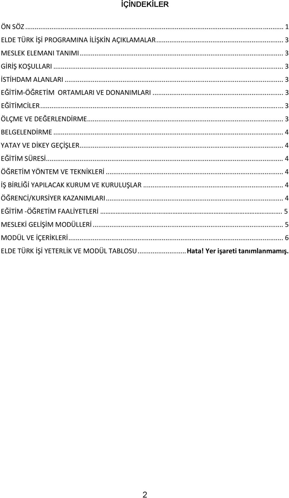 .. 4 EĞİTİM SÜRESİ... 4 ÖĞRETİM YÖNTEM VE TEKNİKLERİ... 4 İŞ BİRLİĞİ YAPILACAK KURUM VE KURULUŞLAR... 4 ÖĞRENCİ/KURSİYER KAZANIMLARI.