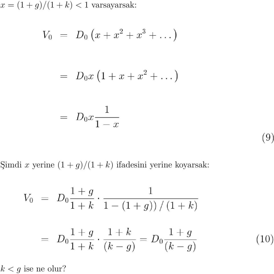 (1 + g)/(1 + k) ifadesini